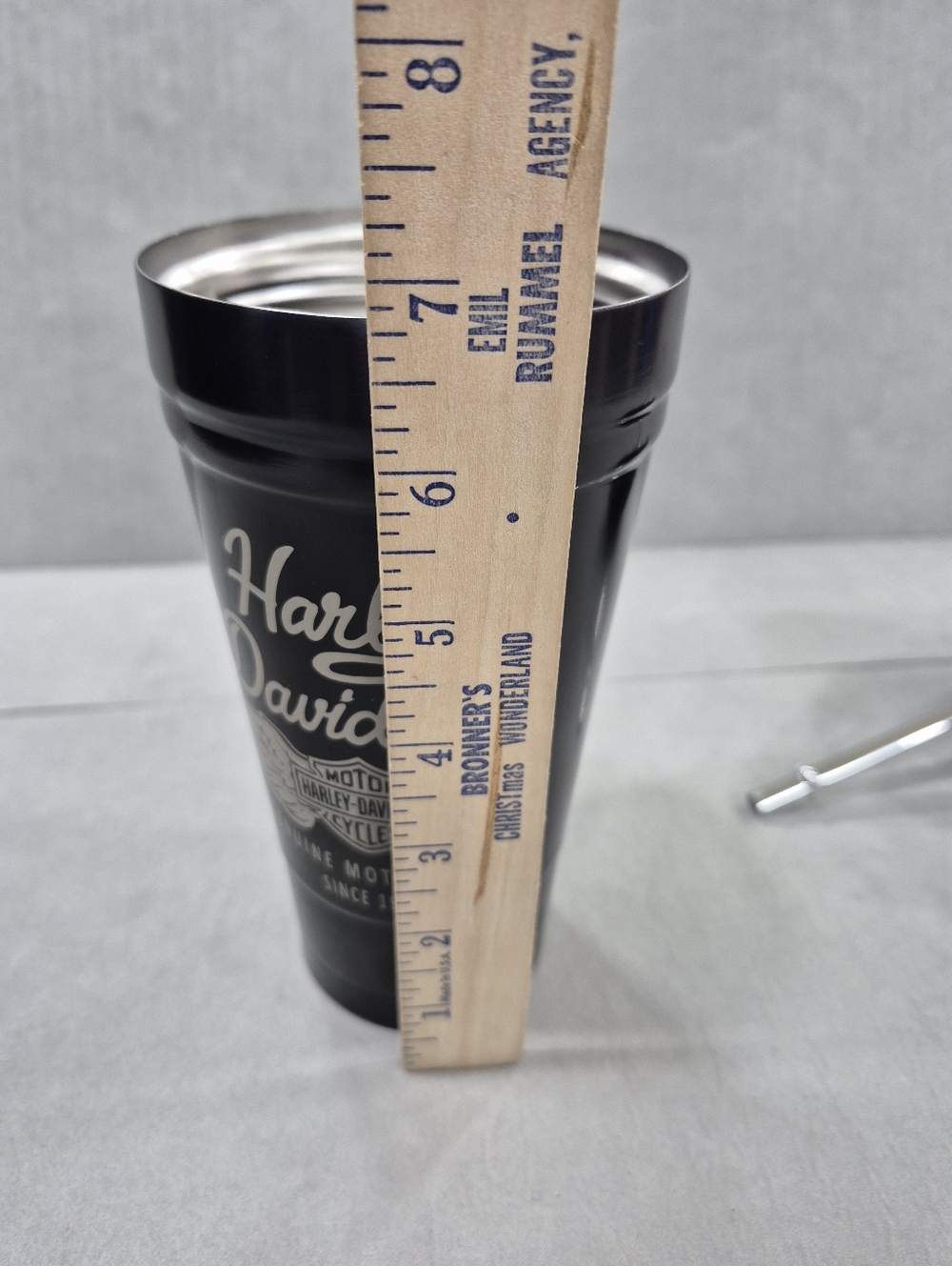 Harley Davidson tumbler and straw black and silver 16oz stainless steel 7 inches - Picture 11 of 15